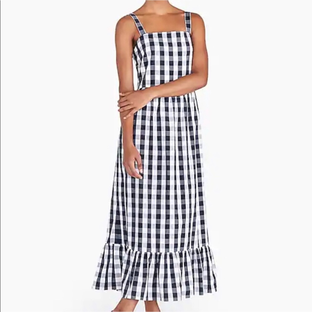 J. Crew Navy/White checkered maxi dress